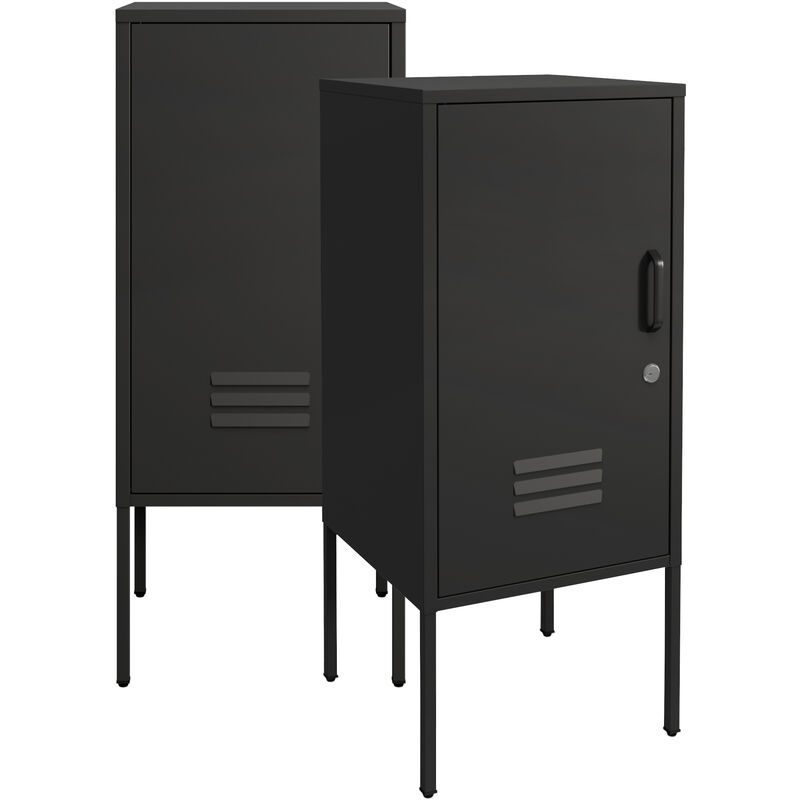 [en.casa] - Nachtschrank Hausjärvi 2er Set 82x35x35 Cm Stahl Schwarz