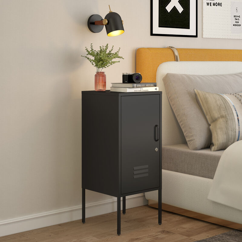 [en.casa] - Nachtschrank Hausjärvi 82x35x35 Cm Stahl Schwarz