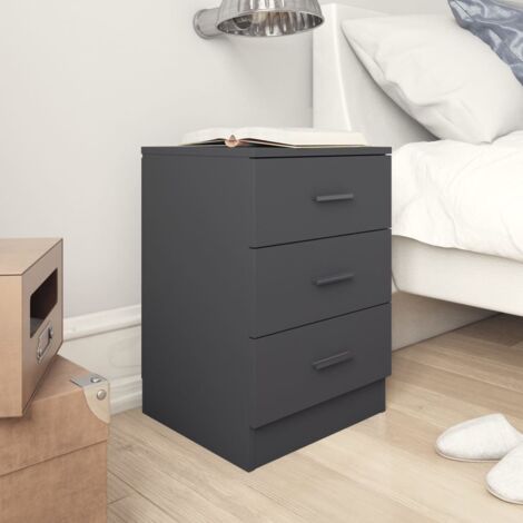 Nachtschrank Hochglanz-Grau 38×35×56 cm Spanplatte