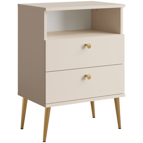 Nachtschrank mit 2 Schubladen beige HULL-166