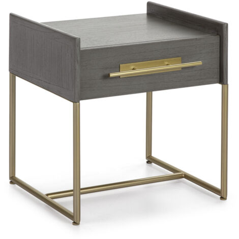 Nachttisch 1 Schublade 50x45x54 Mindi Grey / Grey Mindi Holzmöbel / Chevet -Tische Alle Stile, um zu Hause eine Note zu verleihen