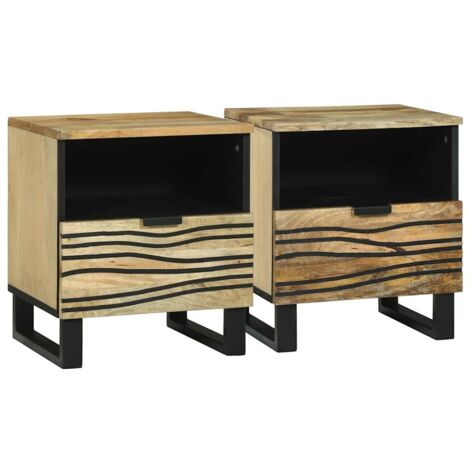 Nachttisch 2 pcs Braun 40 x 33 x 46 cm massives Mangoholz vidaXL