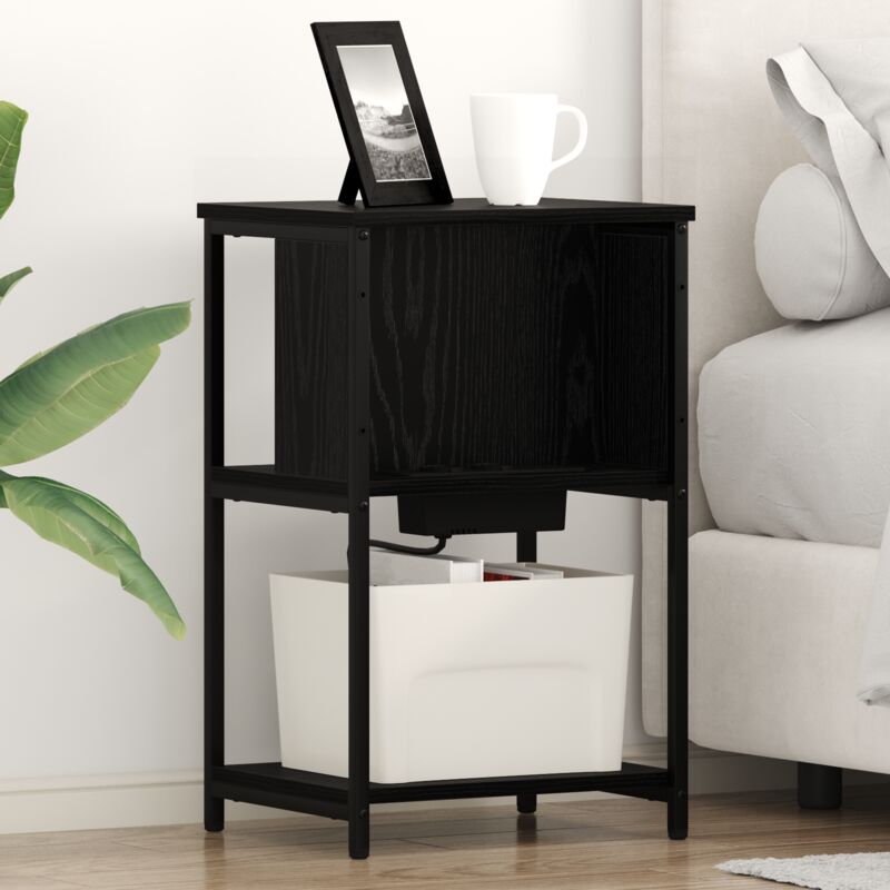 Nachttisch Schwarze Eiche 38 X 31 X 61 Cm Holzwerkstoff Vidaxl