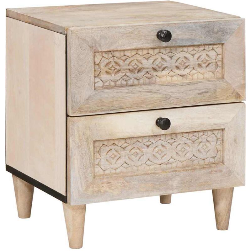 Nachttisch Beige 40 X 33 X 46 Cm Massives Mangoholz Vidaxl