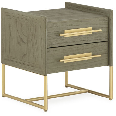 Nachttisch 2 Schubladen 50x45x54 Mindi Grey / Grau Metall Holzmöbel / Nachttische Alle Stile, um dem Haus eine Note zu verleihen