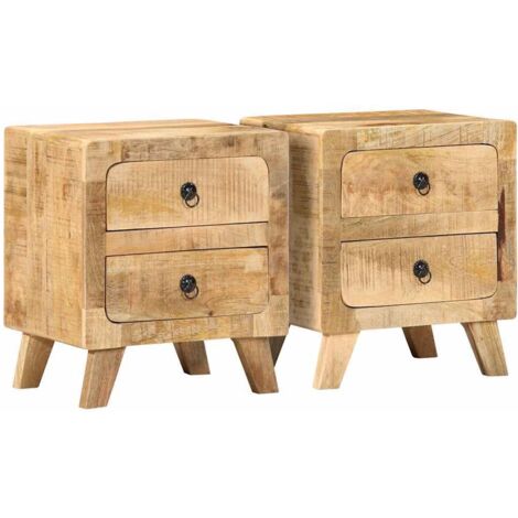 Nachttisch 2 Stk. 40x32x46 cm Raues Massivholz Mango vidaXL