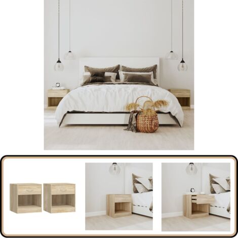 Nachttisch 2 Stk. mit Schublade Eichenfarben - Nachtisch - Nachttischset - Holznachtisch - Schrank Mit Schublade - Möbel