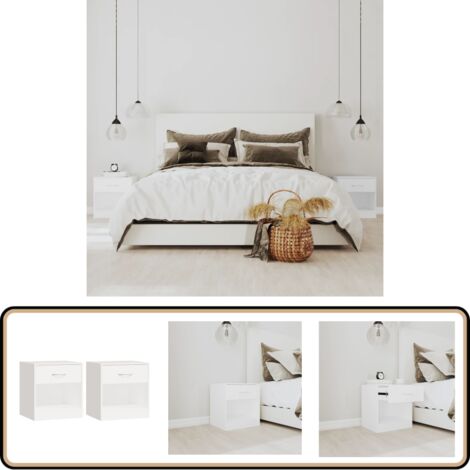 Nachttisch 2 Stk. mit Schublade Weiß - Nachtisch - Nachttischset - Weißer Nachttisch - Schrank Mit Schublade - Möbel