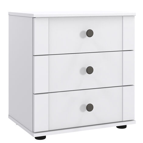 Nachttisch, 3 Schubladen, weiß,  CROPANI-43