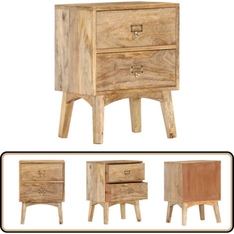 Nachttisch 40 x 35 x 55 cm Massivholz Mango - Holz Nachttisch - Massivholzmöbel - Mango Holzt Tisch - Wohnzimmer Dekoration - Nachtkästchen