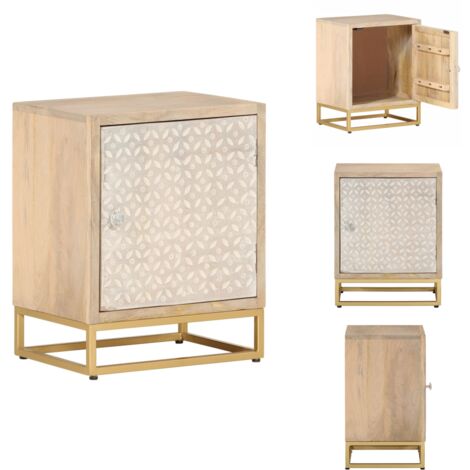 Nachttisch 40x30x50 cm Massivholz Mango und Eisen - Nachtkastje - Nachttisch - Massivholzmöbel - Mangoholz - Wohnzimmermöbel