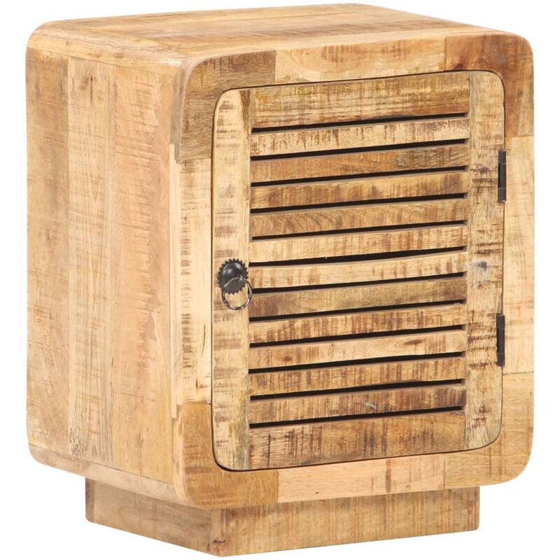 Nachttisch 40x30x50 cm Raues Mangoholz - Braun