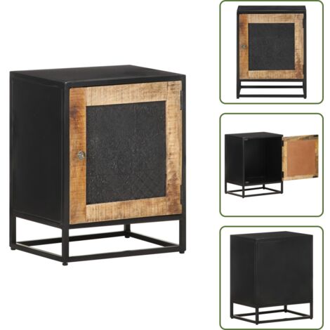 Nachttisch 40x30x50 cm Raues Mangoholz - Nachtisch - Nachttisch - Wohnzimmer Deko - Industrielles Design - Holzmöbel
