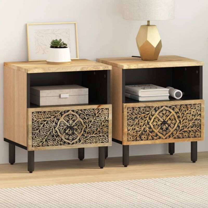 Vidaxl Nachttische 2 Stk. 40x33x46 Cm Massivholz Mango