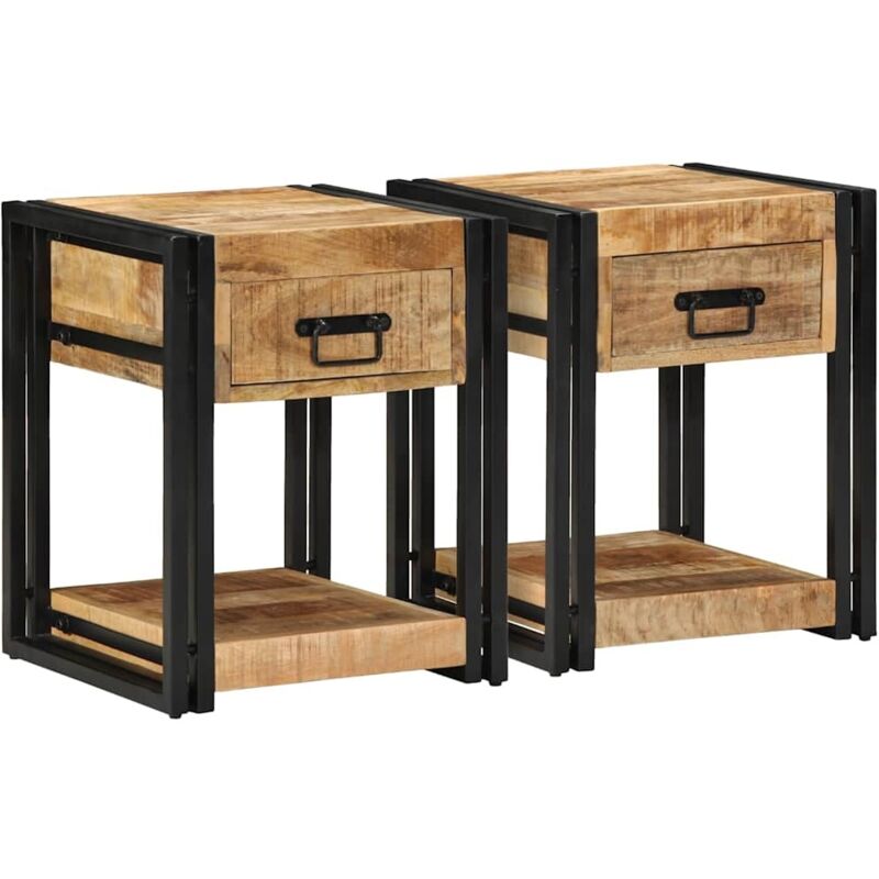 Nachttische 2 Stk. 40x40x50 Cm Raues Massivholz Mango - Vidaxl