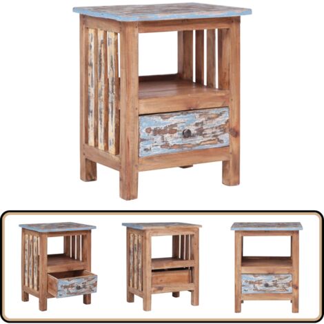 Nachttisch 41x30x50 cm Altholz Massiv - Holz Nachttisch - Altholz Tisch - Vintage Nachttisch - Beistelltisch - Nachtkästchen