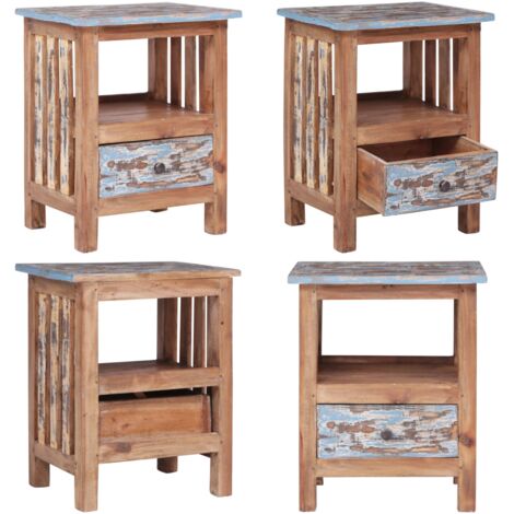 Nachttisch 41x30x50 cm Altholz Massiv - Holz Nachttisch - Altholz Tisch - Vintage Nachttisch - Beistelltisch - Nachtkästchen - Home & Living