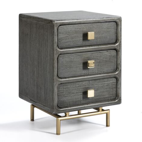 Nachttisch 42x40x60 Gold Metall/Holz Mindi Grey Cabinet/Office Tische/Bureau für alle Stile, um zu Hause eine Note zu verleihen