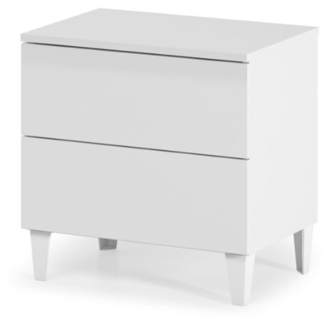 Nachttisch 50x34x49 cm hochglanzweiß mit 2 Schubladen – Catania