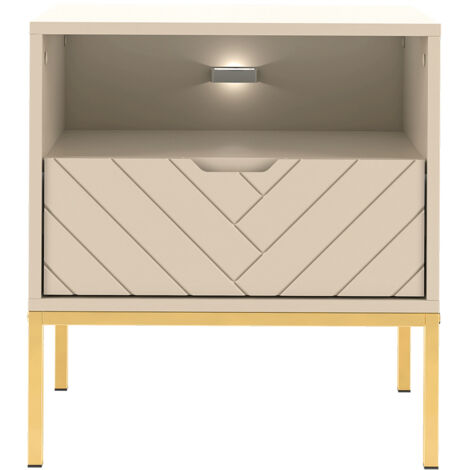 Nachttisch 53 cm breit in kaschmir mit gefräster Front ANGERA-140