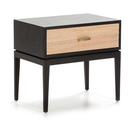 Nachttisch 60X40X55 Schwarz/Naturholz mit grauer Patina