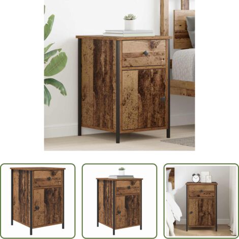 Nachttisch Altholz -  Nachttisch mit Schubladen Altholz 40 x 42 x 60 cm Holzwerkstoff