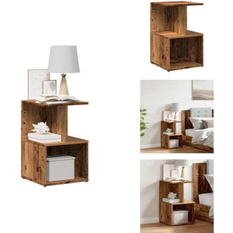 Nachttisch Altholz-Optik 35x35x55 cm Holzwerkstoff - Nachttisch - Nachttischschränke - Nachtschrank - Bettschrank