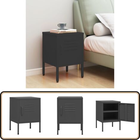 Nachttisch Anthrazit 35x35x51 cm Stahl - Nachtisch - Nachttisch - Wohnzimmermöbel - Metallmöbel - Stahlschrank