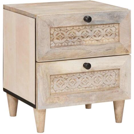 Nachttisch Beige 40 x 33 x 46 cm massives Mangoholz vidaXL