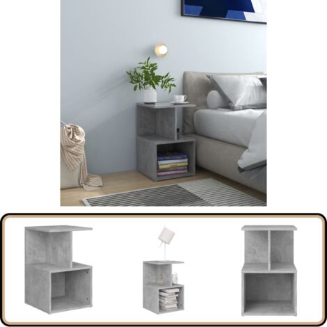 Nachttisch Betongrau 35x35x55 cm Holzwerkstoff - Nachttisch - Beistelltisch - Wohnzimmermöbel - Schlafzimmerschränke - Grau