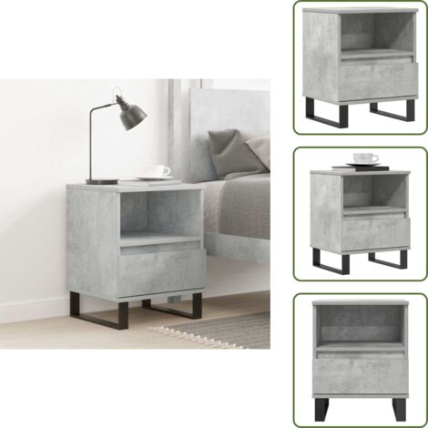 Nachttisch Betongrau 40x35x50 cm Holzwerkstoff - Nachttisch - Wohnzimmer - Beton Grau - Holzmöbel - Sideboard