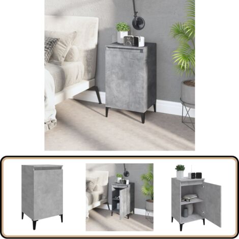 Nachttisch Betongrau 40x35x70 cm Holzwerkstoff - Nachttisch - Wohnzimmer - Betttisch - Holzwerkstoff - Metall