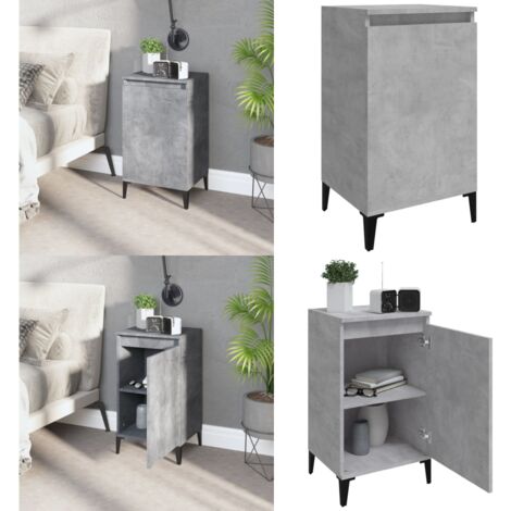 Nachttisch Betongrau 40x35x70 cm Holzwerkstoff - Nachttisch - Wohnzimmer - Betttisch - Holzwerkstoff - Metall - Home & Living