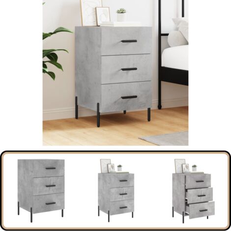 Nachttisch Betongrau 40x40x66 cm Holzwerkstoff - Nachttisch - Beistelltisch - Wohnzimmermöbel - Holzwerkstoff - Grau