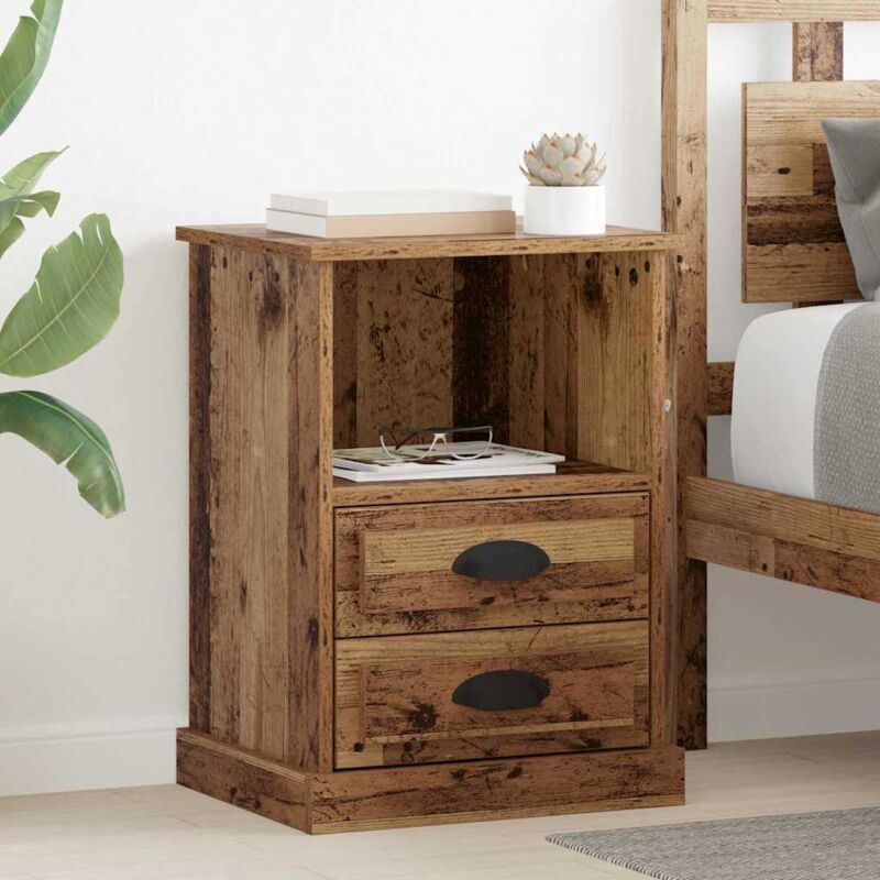 Nachttisch Mit Schubladen Altholz 43 X 36 X 60 Cm Holzwerkstoff Vidaxl