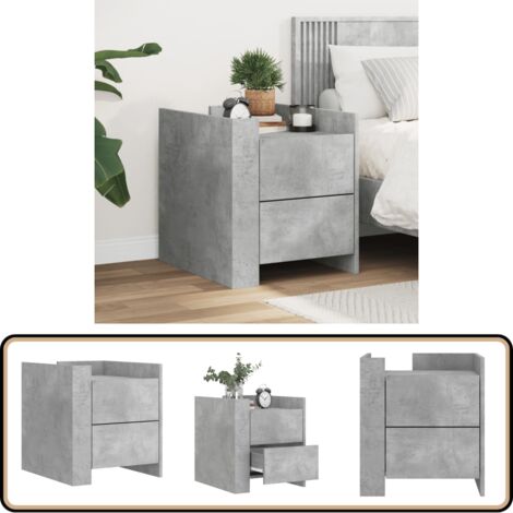 Nachttisch Betongrau 45x50x50 cm Holzwerkstoff - Nachttisch - Beistelltisch - Wohnzimmerschreibtisch - Holzwerkstoff - Grau