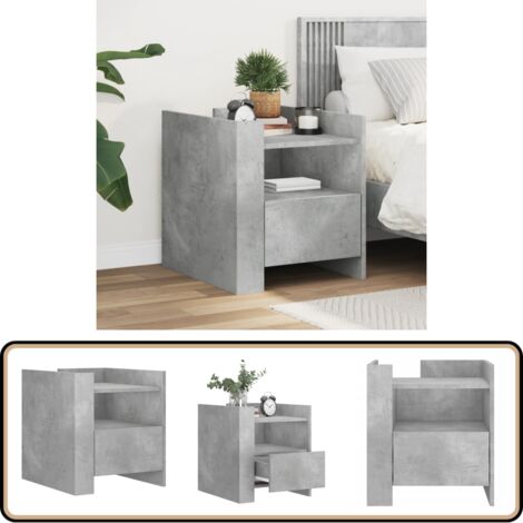 Nachttisch Betongrau 45x50x50 cm Holzwerkstoff - Nachttisch - Beistelltisch - Wohnzimmerschreibtisch - Holzwerkstoff - Grau