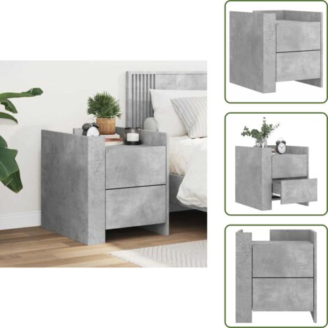 Nachttisch Betongrau 45x50x50 cm Holzwerkstoff - Nachttisch - Beistelltisch - Wohnzimmerschreibtisch - Holzwerkstoff - Grau