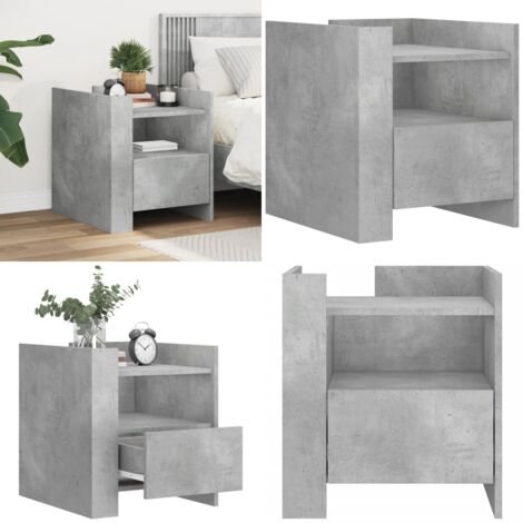 Nachttisch Betongrau 45x50x50 cm Holzwerkstoff - Nachttisch - Beistelltisch - Wohnzimmerschreibtisch - Holzwerkstoff - Grau - Home & Living