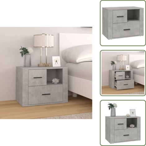 Nachttisch Betongrau 60x36x45 cm Holzwerkstoff - Nachttisch - Wohnzimmermöbel - Bettseitentisch - Holzmöbel - Grau