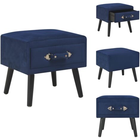 Nachttisch Blau 40x35x40 Samt - Blauer Nachttisch - Samt Nachttisch - Massivholz Nachttisch - Kiefernholz Nachttisch - Nachttisch Mit Schublade