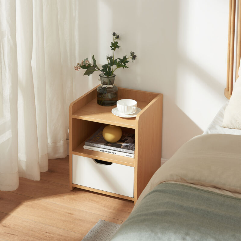 Nachttisch Bordkak 45x36x34 Cm Eicheoptik/weiß [en.casa]