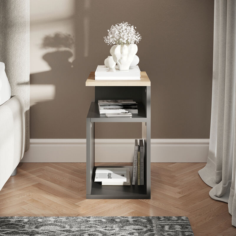 Nachttisch Elios, Anthrazit/goldkraft Eiche, 25 X 65.3 Cm, Vicco