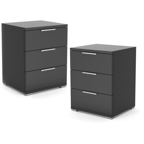 Nachttisch Florenz, Schwarz, 46.2 x 60.5 cm 2er Set, Vicco