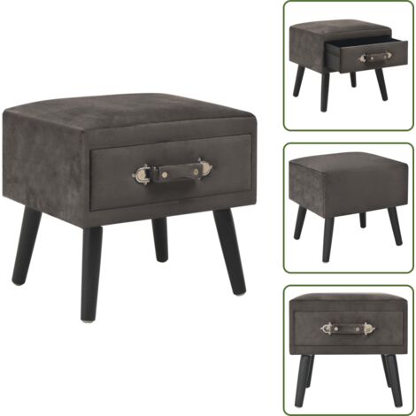 Nachttisch Grau 40x35x40 Samt - Nachtisch - Grau - Samt - Massivholz - Schubladenkommode