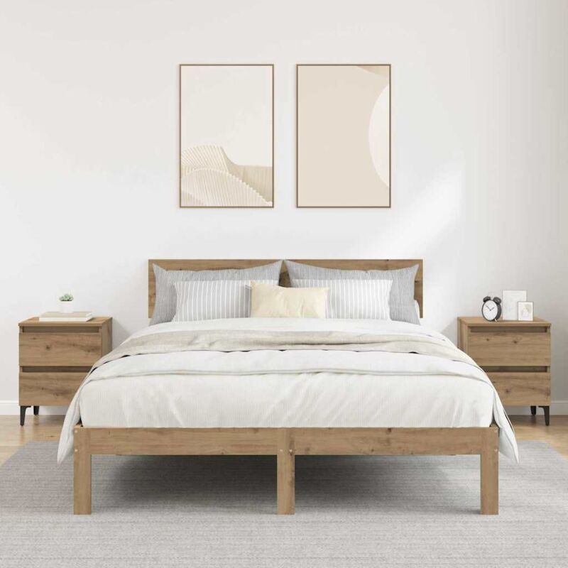 Nachttisch 2 Pcs Eiche Handwerklich 40 X 35 X 50 Cm Vidaxl