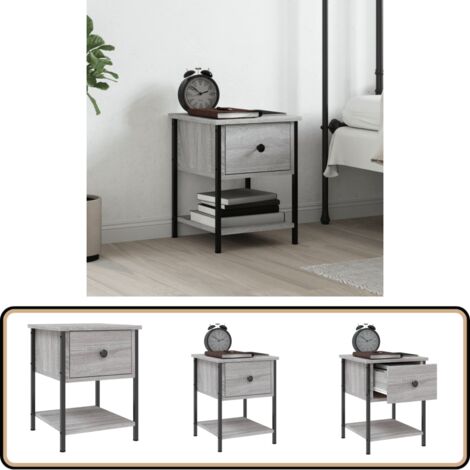 Nachttisch Grau Sonoma 34x35,5x45 cm Holzwerkstoff - Nachttisch - Grau - Wohnzimmer - Esszimmer - Schlafzimmmer