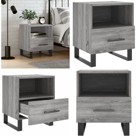 Nachttisch Grau Sonoma 40x35x47,5 cm Holzwerkstoff - Holz Nachttisch - Nachttisch mit Fach
