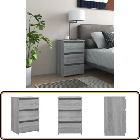 Nachttisch Grau Sonoma 40x35x62,5 cm Holzwerkstoff - Nachttisch - Wohnzimmermöbel - Schlafzimmerschrank - Grau Sonoma - Holzwerkstoff