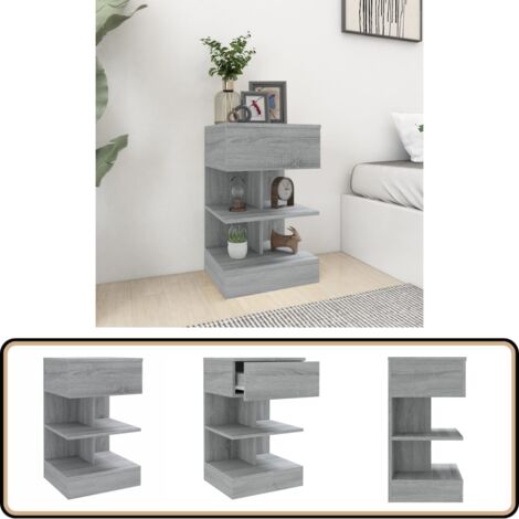 Nachttisch Grau Sonoma 40x35x65 cm Holzwerkstoff - Nachtisch - Nachttisch Grau - Wohnzimmer Möbel - Holzwerkstoff Tisch - Sideboard